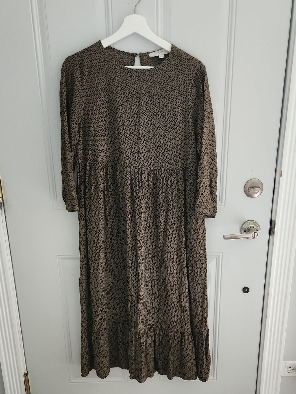 LOFT long sleeve green floral maxi dress XS